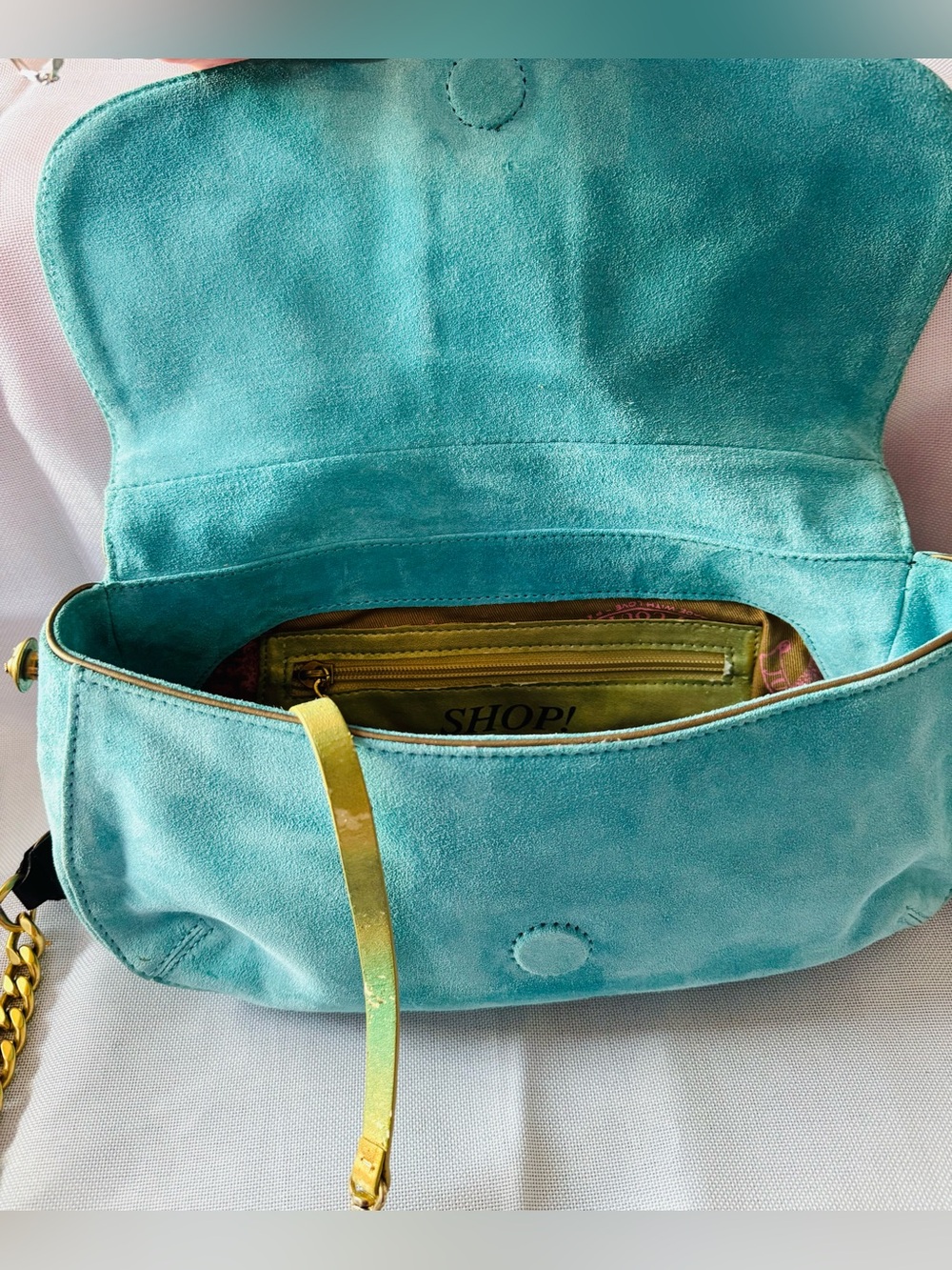 Rare Juicy Couture Y2K Teal Velour Rhinestone Darling Couture Shoulder Bag - Picture 9 of 12